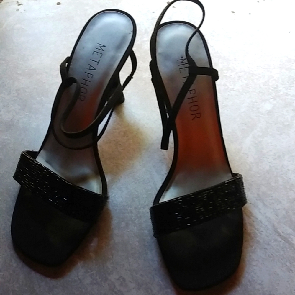 Metaphor Faith Fancy Lady's Dress Shoes Heels Black Glittery Women's Girls